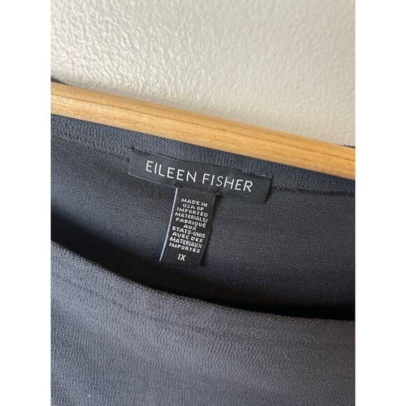 Eileen Fisher Black Sleeveless Stretch Crepe Side Zip Midi Dress Size 1x - Picture 2 of 6